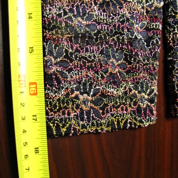 Chico's Metallic Multi-color Embroidered Stretch Mesh Blouse Size 0 Black - Picture 15 of 15